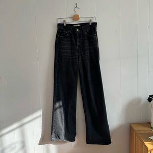 Levi Ribcage Wide Leg Jeans in Faded Black
